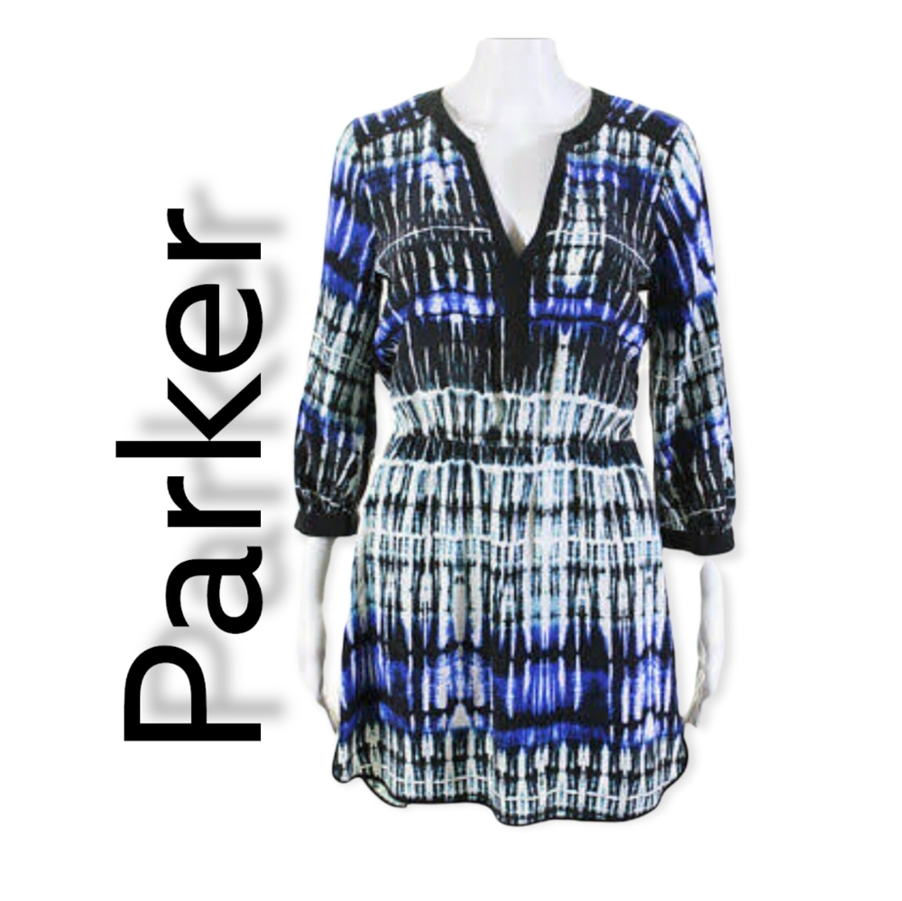 Parker Womens Silk Long Sleeve A-Line Dress Black Size XS